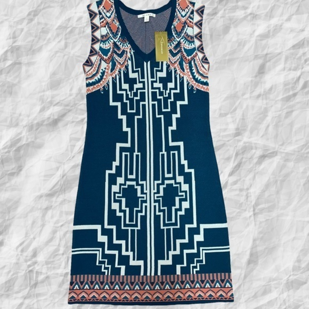 Francescas‎ Aztec sheath sweater dress Large NWT